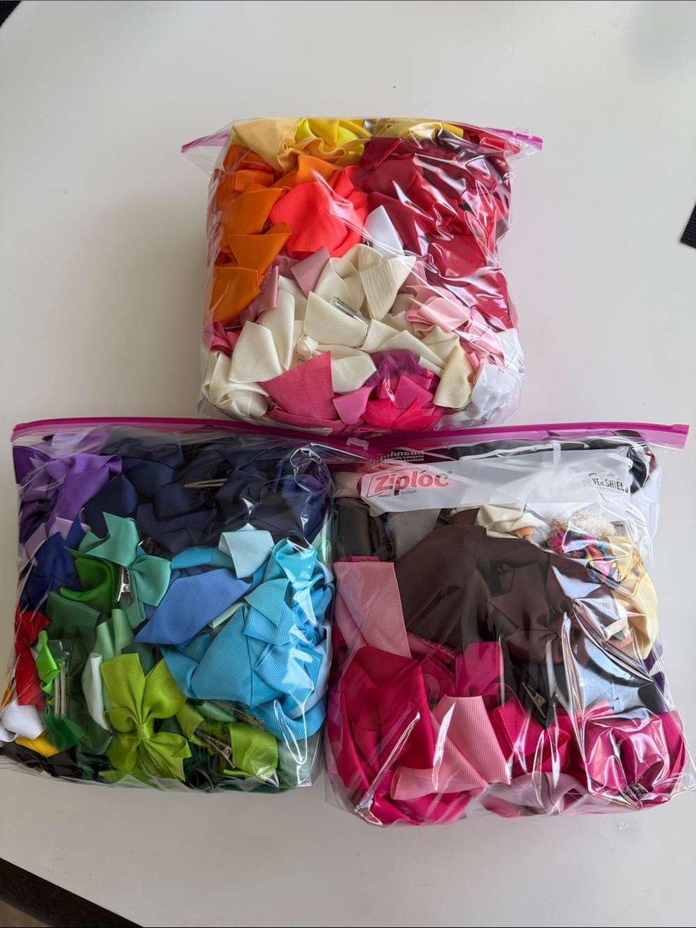 3 bags of Assorted Ribbon Hair Bows Bundle - Multicolor